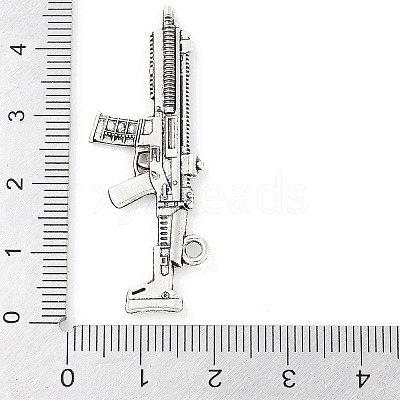 Tibetan Style Alloy Submachine Gun Pendants TIBEP-Q043-134-RS-1