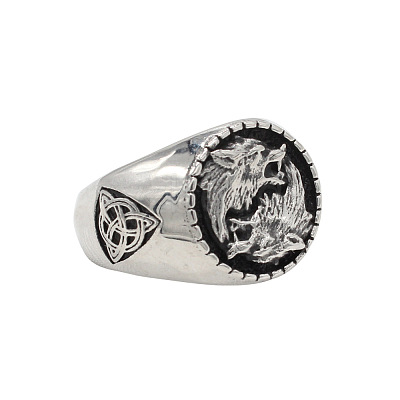 Wolf Pattern 304 Stainless Steel Finger Rings for Men FS-WGA3424-05-1