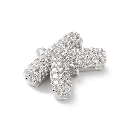 Brass Micro Pave Cubic Zirconia Letter Links KK-I717-04K-P-1