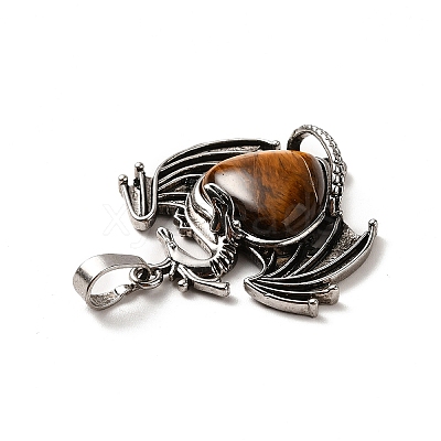 Natural Tiger Eye Heart Pendants KK-K331-01AS-02-1