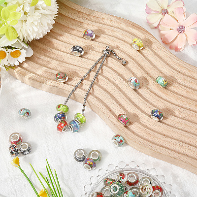 120Pcs Resin European Beads RPDL-SP0001-01-1