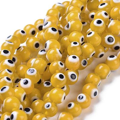 Handmade Evil Eye Lampwork Round Bead Strands LAMP-L055-8mm-01-1