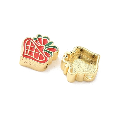 Christmas Brass Enamel Beads KK-I474-G26-1