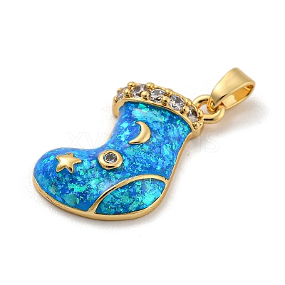 Christmas Brass Micro Pave Cubic Zirconia Pendants KK-H468-02C-02G-1