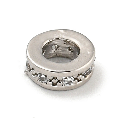 Brass Micro Pave Clear Cubic Zirconia European Beads KK-G493-41P-1
