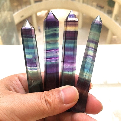 Natural Colorful Fluorite Pointed Prism Bar Home Display Decoration G-PW0007-098B-1