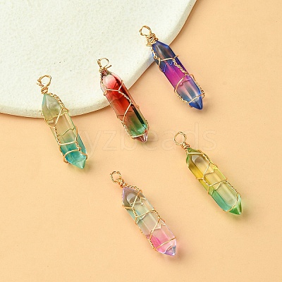 5Pcs 5 Colors Glass Pendants GLAA-YW0003-24-1