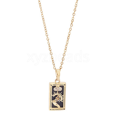Brass with Cubic Zirconia Pendants Necklaces NJEW-LP0001-45I-G-1