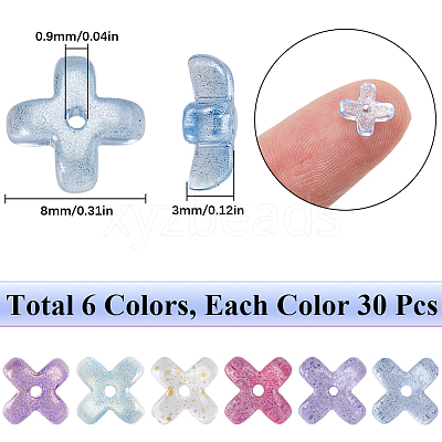 180Pcs 6 Colors Transparent Spray Painted Glass Beads GLAA-SC0002-47-1