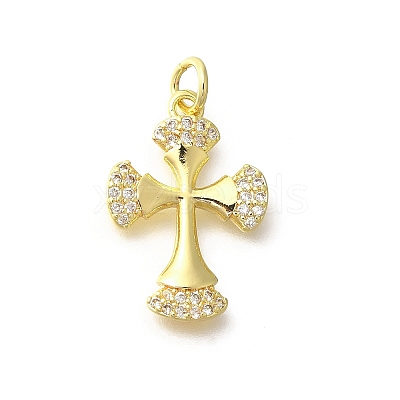 Brass Micro Pave Clear Cubic Zirconia Pendants KK-M297-11G-1
