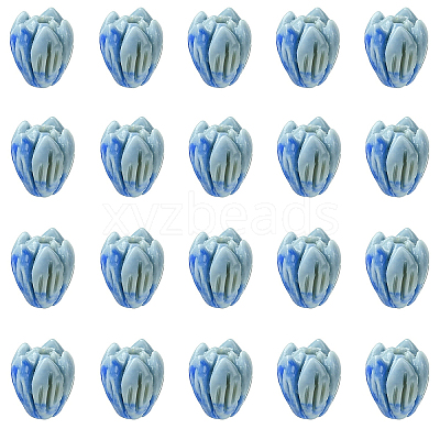 20Pcs Opaque Resin Flower Rose Beads RESI-YW0004-99C-1