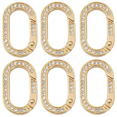 10Pcs Zinc Alloy Crystal Rhinestone Spring Gate Rings FIND-SC0019-51A-1