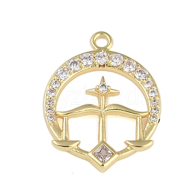 Brass Micro Pave Clear Cubic Zirconia Pendants FIND-B077-02G-08-1