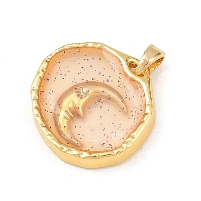Transparent Epoxy Resin Brass Pendants LS-KK-B163-01G-05-1