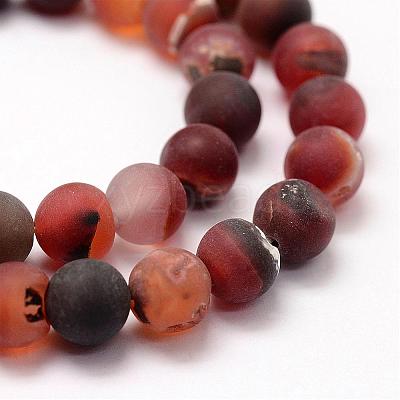 Frosted Natural Agate Beads Strands G-F365-8mm-01-1