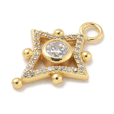 Rack Plating Brass Micro Pave Clear Cubic Zirconia Pendants KK-L224-008G-1