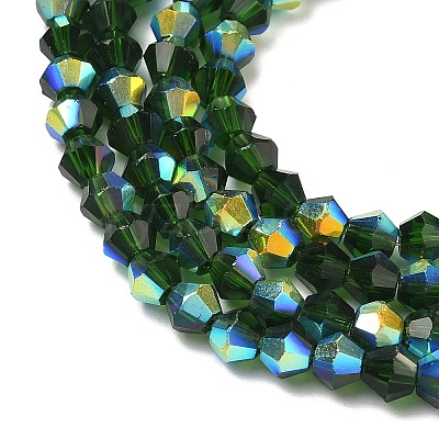 Electroplate Transparent Glass Beads Strands EGLA-K015-18W-1