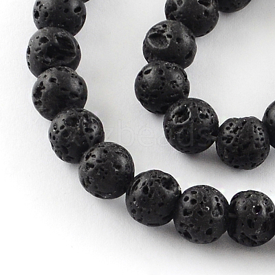 Dyed Natural Lava Rock Gemstone Round Bead Strands X-G-R293-04-1
