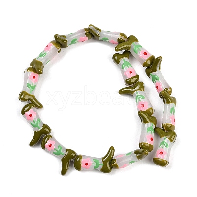 Boot Baking Paint Glass Enamel  Beads LAMP-C020-02G-1