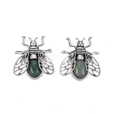 Natural Green Aventurine & Alloy Lapel Pin Brooches GG-N001-04AS-02-1