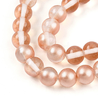 Baking Paint Transparent Glass Beads Strands DGLA-N011-8mm-04-1