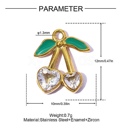 304 Stainless Steel Cubic Zirconia Pendants STAS-OY015-37G-1