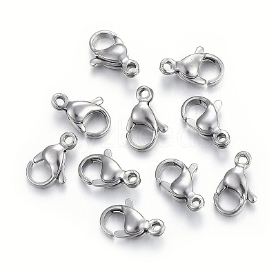 Non-Tarnish 304 Stainless Steel Lobster Claw Clasps X-STAS-F182-01P-E-1