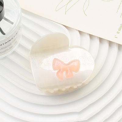 Heart with Bowknot Cellulose Acetate(Resin) Claw Hair Clips PW-WG50019-07-1
