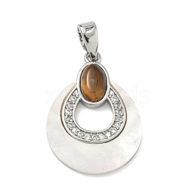 Brass Micro Pave Clear Cubic Zirconia Pendants KK-G556-01P-01-1