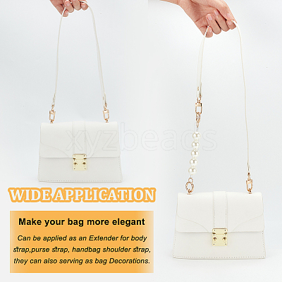 2Pcs 2 Style PU Leather & Round ABS Plastic Imitation Pearl Bag Straps Sets FIND-WR0009-23B-1