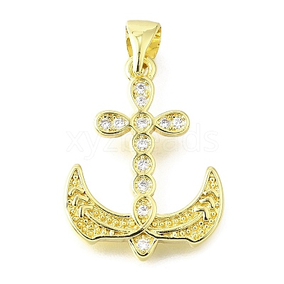 Brass Micro Pave Cubic Zirconia Pendants KK-V007-25G-1