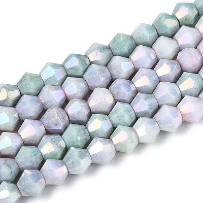 Anti-Tarnish Electroplate Bicone Glass Beads Strands EGLA-T021-4mm-16-07-1