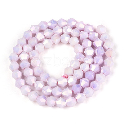Anti-Tarnish Electroplate Bicone Glass Beads Strands EGLA-T021-6mm-16-01-1