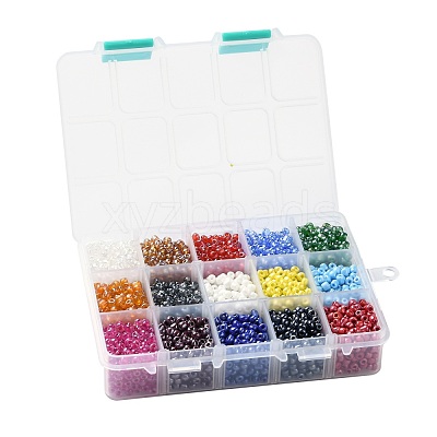 375G 15 Colors Glass Seed Beads SEED-JP0004-04-4mm-1