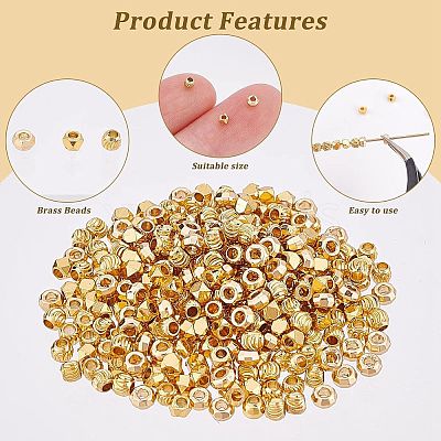 300Pcs 3 Style Brass Beads KK-FH0004-03-1