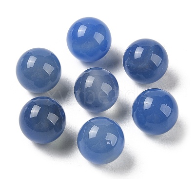 Natural Blue Agate No Hole Sphere Beads G-K353-04D-30-1