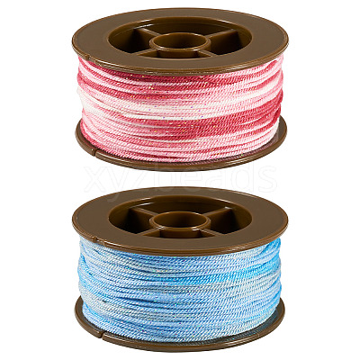 2 Rolls 2 Colors Segment Dyed Round Polyester Twisted Cords OCOR-TA0003-59D-1