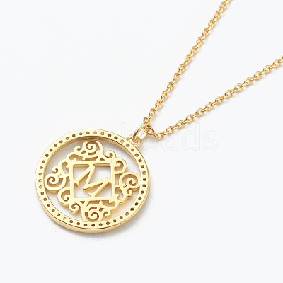 Brass Micro Pave Clear Cubic Zirconia Pendant Necklaces NJEW-J059-01M-1