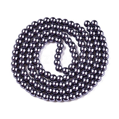 Baking Paint Pearlized Glass Pearl Round Bead Strands X-HY-Q330-8mm-73-1