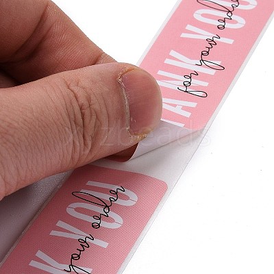 Pink Rectangle Paper Thank You Stickers X1-DIY-C042-07B-1
