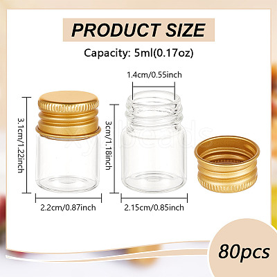 80Pcs Clear Glass Bead Storage Tubes CON-BC0007-38-1