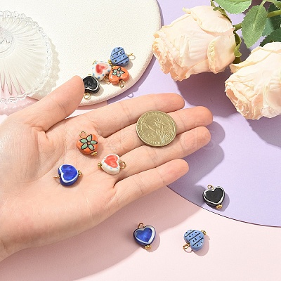 10Pcs 5 Colors Handmade Porcelain Pendants PALLOY-YW00134-1