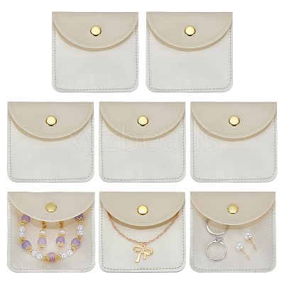 Square PU Leather & PVC Gift Jewelry Packaging Bags with Snap Button ABAG-WH0062-06B-1