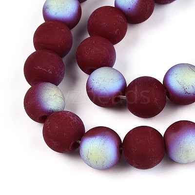 Frosted Opaque Glass Beads Strands GLAA-T032-P10mm-MBB05-1