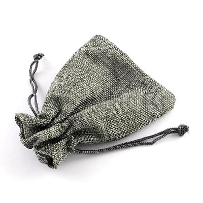 Polyester Imitation Burlap Packing Pouches Drawstring Bags ABAG-R005-18x13-04-1