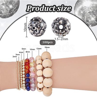 100Pcs Pave Disco Ball Beads FIND-PH0022-10-1