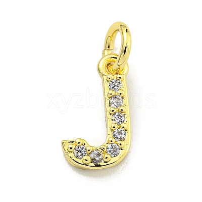 Letter Brass Micro Pave Clear Cubic Zirconia Pendants KK-K354-06G-J-1