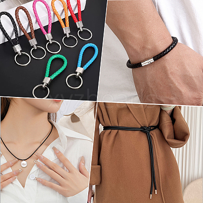 1 Roll Round Braided Cowhide Leather Cord NWIR-CL0001-01B-1