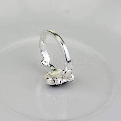 Alloy with Natural Lapis Lazuli Finger Rings FS-WGF3EDB-05-1