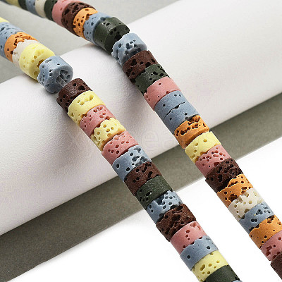 Natural Lava Rock Dyed Beads Strands G-K375-G08-01-1
